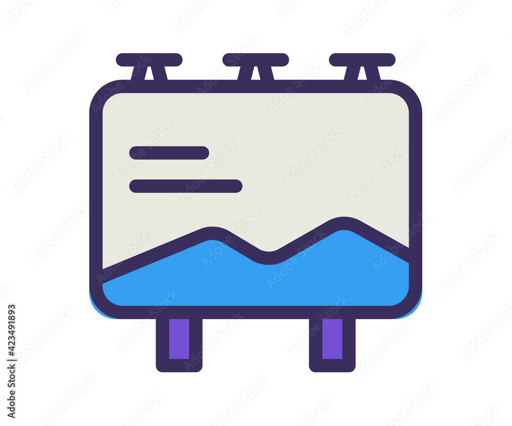 Poster billboard signboard advertisement single isolated icon with filled line and outline flat style