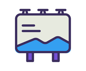 billboard signboard advertisement single isolated icon with filled line and outline flat style