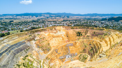 Fototapeta premium Aerial view of an old mine. Waihi, New Zealand.