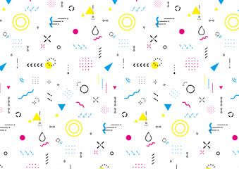 雨の形 幾何学模様 背景素材（ポップカラー）スウォッチデータ有り（横長 A3・A4比率）