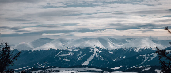 Beautiful Snowy peaks of Carpathians