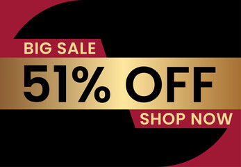 Big Sale 51% off shop now. 51 percent Discount sale modern banner vector illustration
