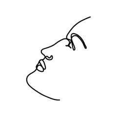 Continuous line woman face. Beauty hand drawn linear art. One line minimalistic logo. Vector spa salon emblem