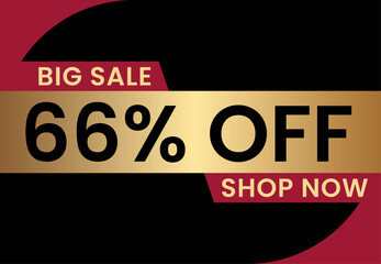 Big Sale 66% off shop now. 66 percent Discount sale modern banner vector illustration
