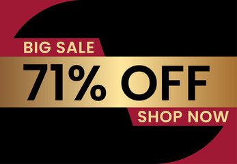 Big Sale 71% off shop now. 71 percent Discount sale modern banner vector illustration