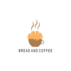 Bread and coffee logo vector illustration cup design