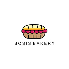 Bread sausage logo icon vector design color illustration
