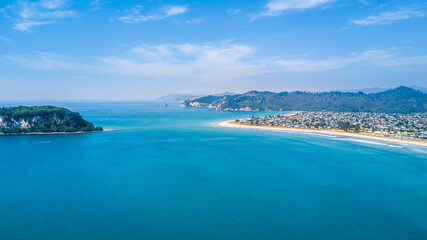 Little town on the shore of a beautiful harbour. Coromandel, New Zealand.