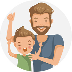 father and son thumbs up. Portrait of dad and his son