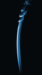 Blue cigarette smoke on a black isolated background
