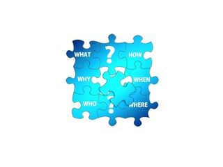 question puzzle on white background - 3d rendering
