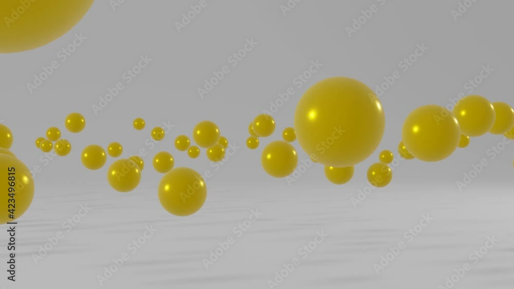 Poster yellow balls floating on a white background. simple motion graphic seamless loop animation