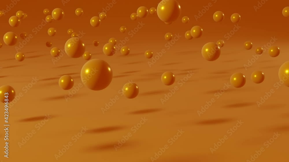 Poster Orange balls on an orange background. Simple motion graphic seamless loop animation