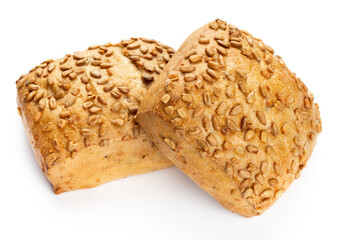 Rye eco breads on the white background.