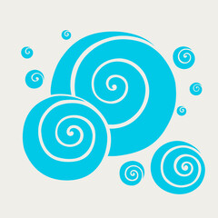 Stylized blue waves and drops on a light background. Water Wave Logo abstract design. Cosmetics Surf Sport Logotype ...concept.