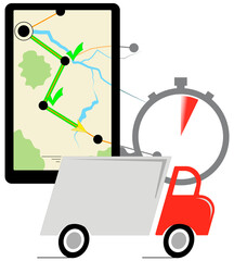 Delivery of mail by road with stopwatch