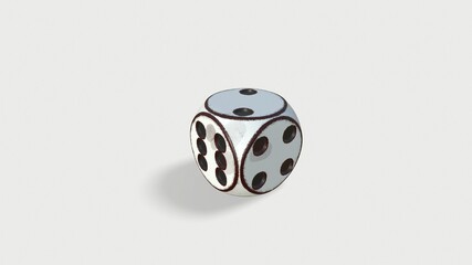 3D Red rolling dice on white background