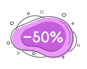 50 percent color bubble shape discount with decorations isolated on white background. Business discount stickers for shops and promo advertising