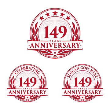 149 years anniversary logo set. 149th years anniversary celebration logotype. Vector and illustration.
