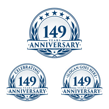 149 years anniversary logo set. 149th years anniversary celebration logotype. Vector and illustration.
