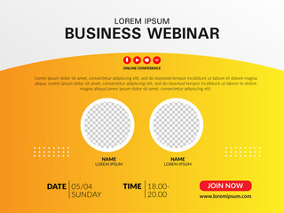 Live webinar invite template. Banner live webinar promotion for social media.

