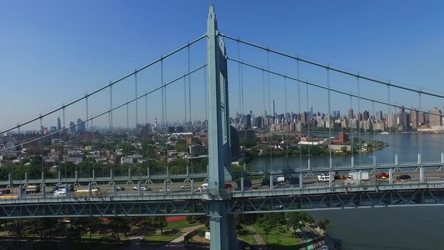 Aerial Flyover View of the Triborough Bridge