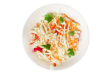 salad Chinese cabbage vegetable pepper, radish, carrot snack vegan or vegetarian healthy meal top view copy space food background keto or paleo diet 