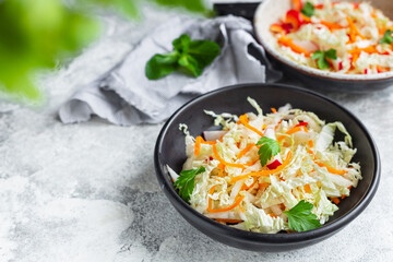 salad Chinese cabbage vegetable pepper, radish, carrot snack vegan or vegetarian healthy meal top...