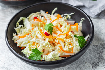 salad Chinese cabbage vegetable pepper, radish, carrot snack vegan or vegetarian healthy meal top...