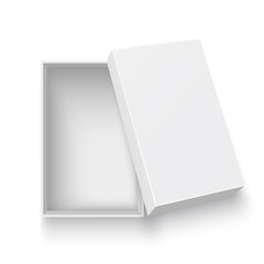 White open box. Rectangular package. Vector illustration.