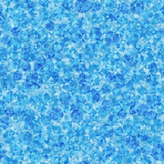 Seamless pattern. Shades of blue. Crystalline background and transparent circles in the foreground.