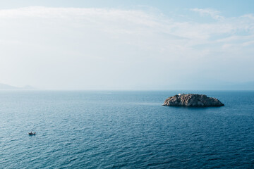 island in the sea near Hydra, Greece