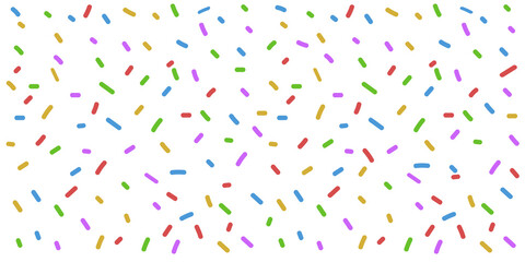 White background with colorful confetti and sprinkles, colorful pattern