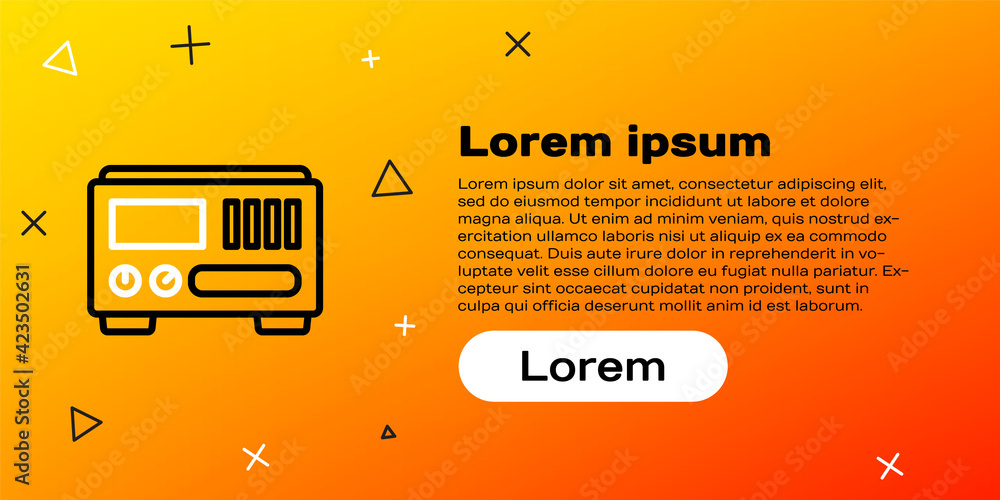 Poster line electrical measuring instruments icon isolated on yellow background. analog devices. electrical