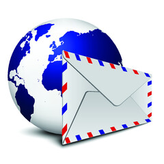 E-mail concept on white background. Isolated 3D image