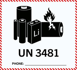 Fototapeta UN 3481 warning label obraz