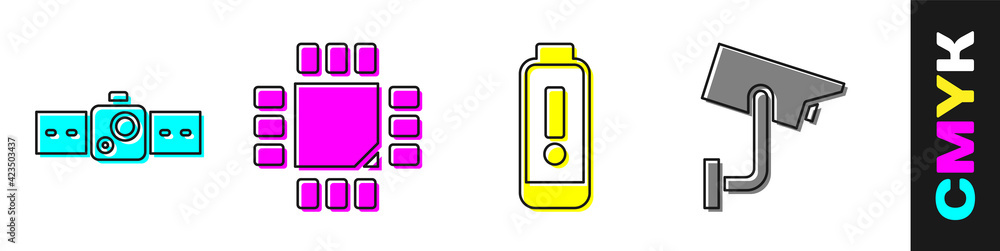 Poster set smartwatch, processor with microcircuits cpu, battery charge level indicator and security camera