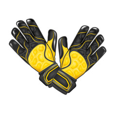 Goalkeeper gloves. Black and yellow football gloves vector illustration 