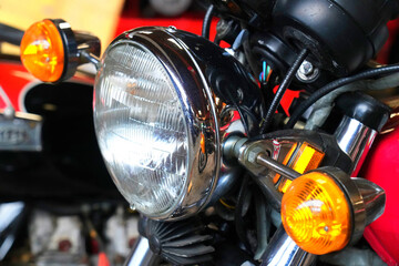 Fototapeta premium Motorrad Lenker und Scheinwerfer