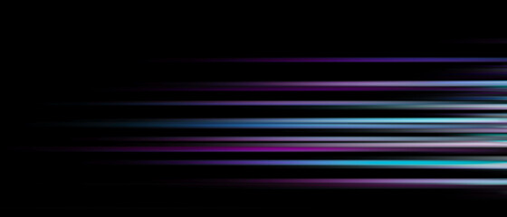 Blue fantastic camera movement. Abstract graphical motion blur background. Horizontal lines and strips 3D illustration