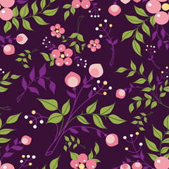 Seamless pattern with flowers and leaves