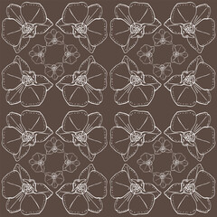 Duotone ornament with orchids seamless pattern