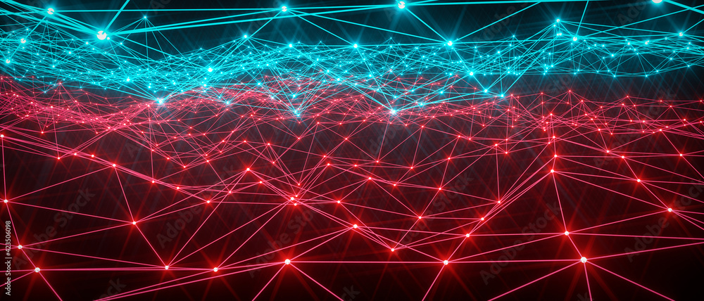 Wall mural abstract network concept line connection (3d rendering)