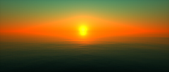 Fototapeta premium a sunset on the open sea (3d rendering)