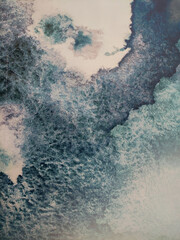 drawing with blue and white paint, texture closeup