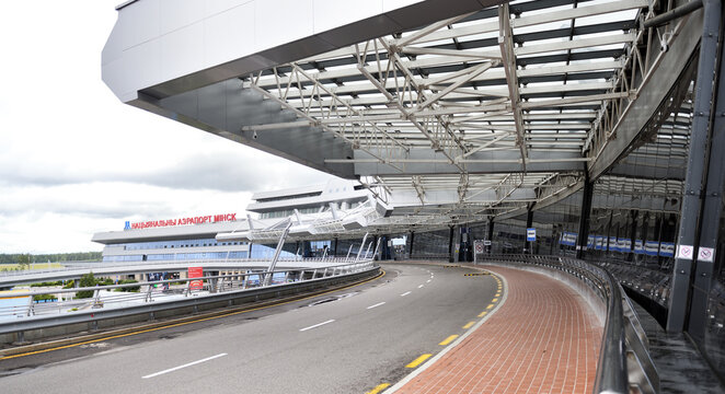 MINSK, BELARUS - 24.07.2020: Minsk National Airport former name Minsk-2 is the main international airport in Belarus located 42 km to the east of the capital Minsk, Belarus
