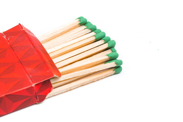 large fireplace matches isolated on white background .