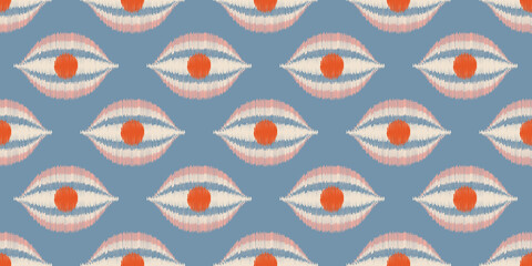 Ikat vector seamless pattern in modern Bohemian style. Ogee textile design