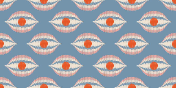 Ikat vector seamless pattern in modern Bohemian style. Ogee textile design