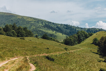 Fototapeta premium Carpathian mountains, summer, clouds, rain